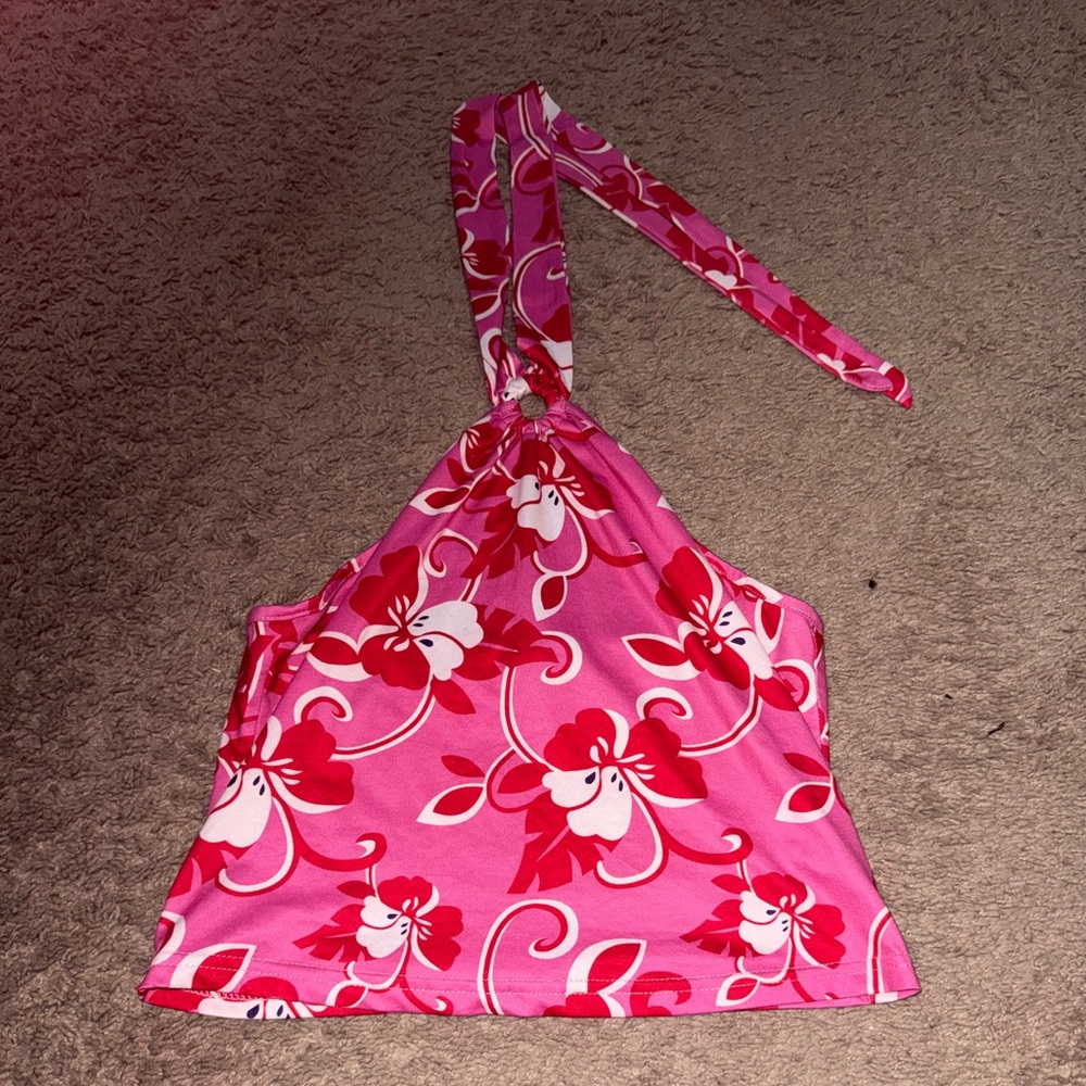 Pink Floral Halter Top